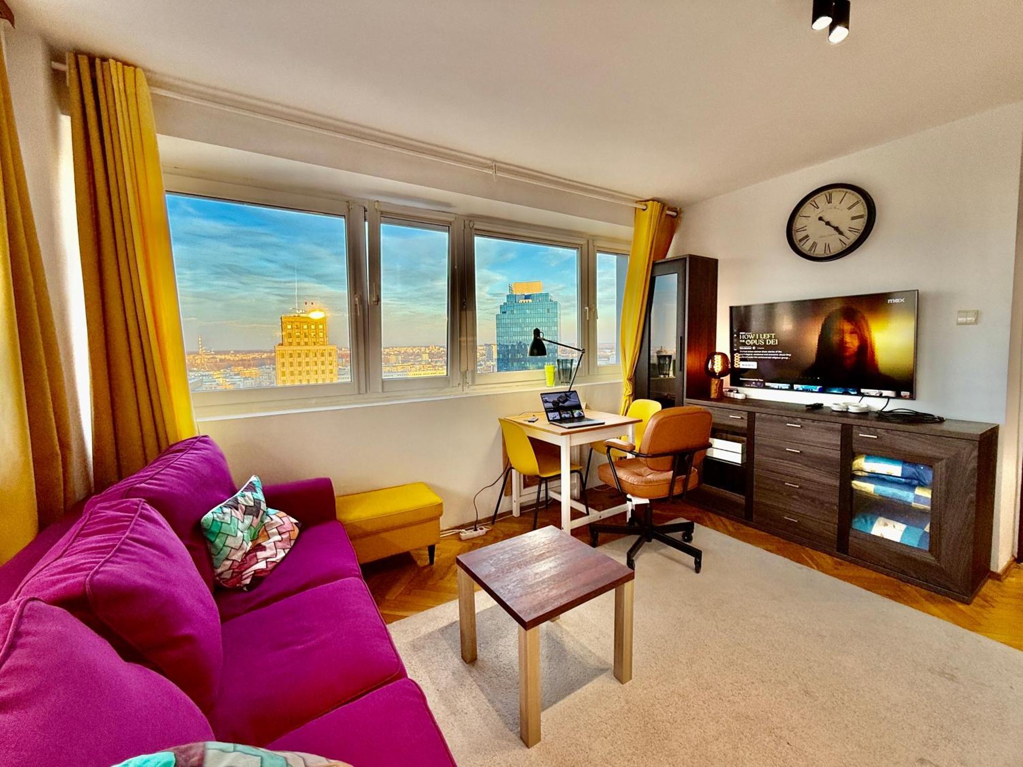 Super Apartment Yellow 2X Metro Fast Wifi 1 Gbs Netflix Panorama Miasta Βαρσοβία Εξωτερικό φωτογραφία