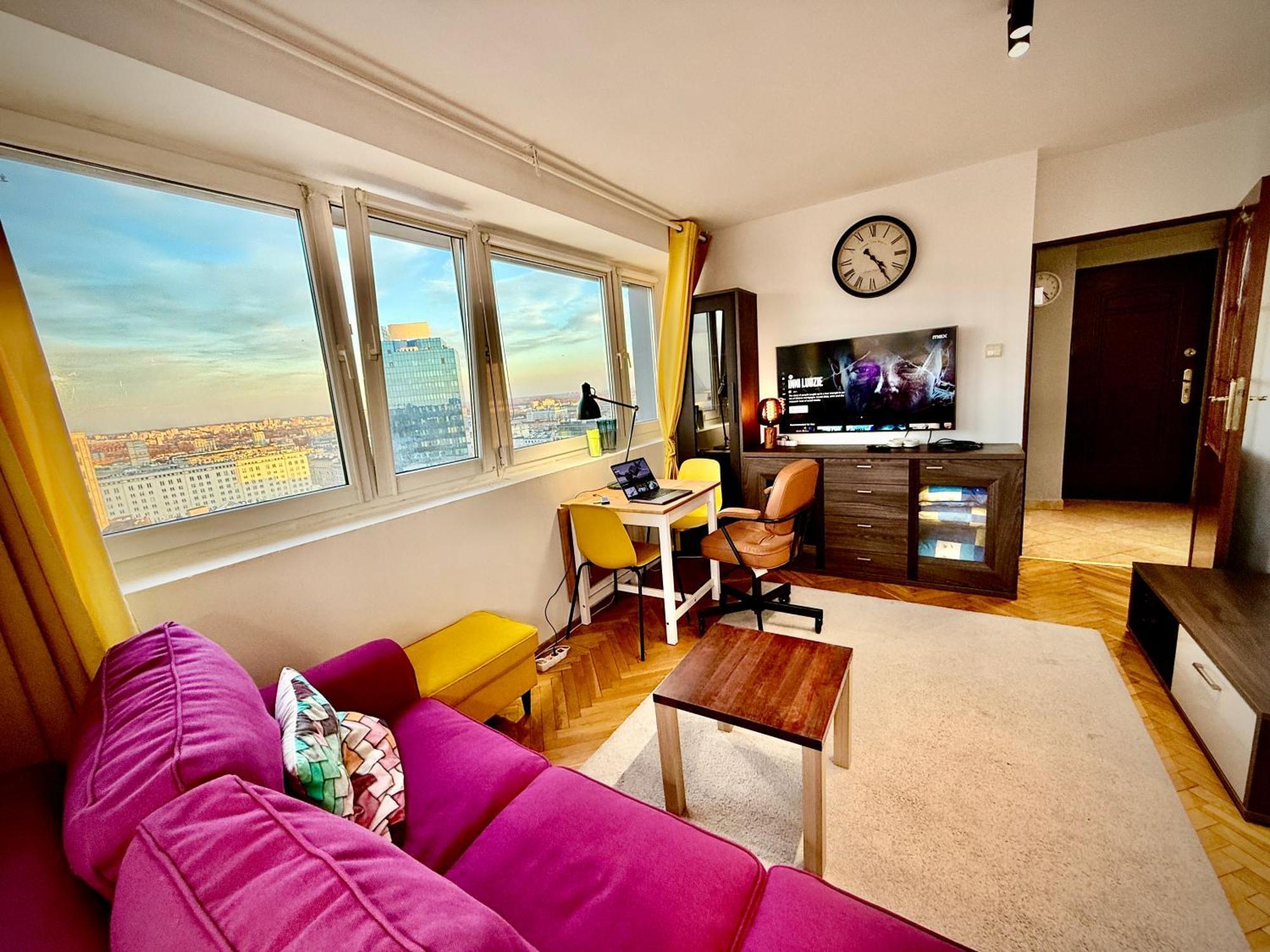 Super Apartment Yellow 2X Metro Fast Wifi 1 Gbs Netflix Panorama Miasta Βαρσοβία Εξωτερικό φωτογραφία